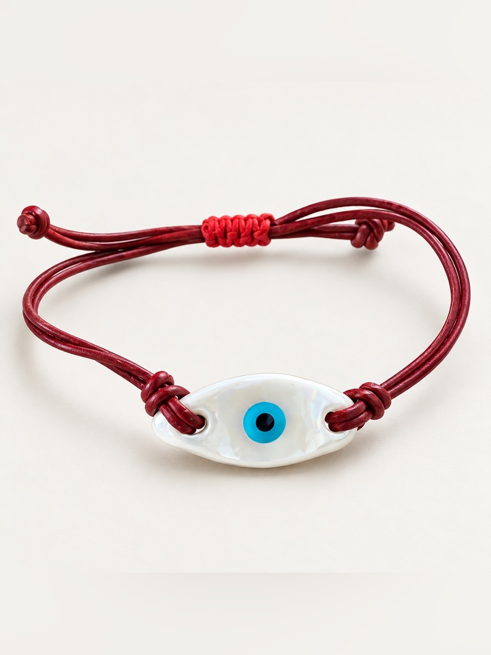 Beymen Evil Eye Inlay Adjustable Leather Cord Bracelet